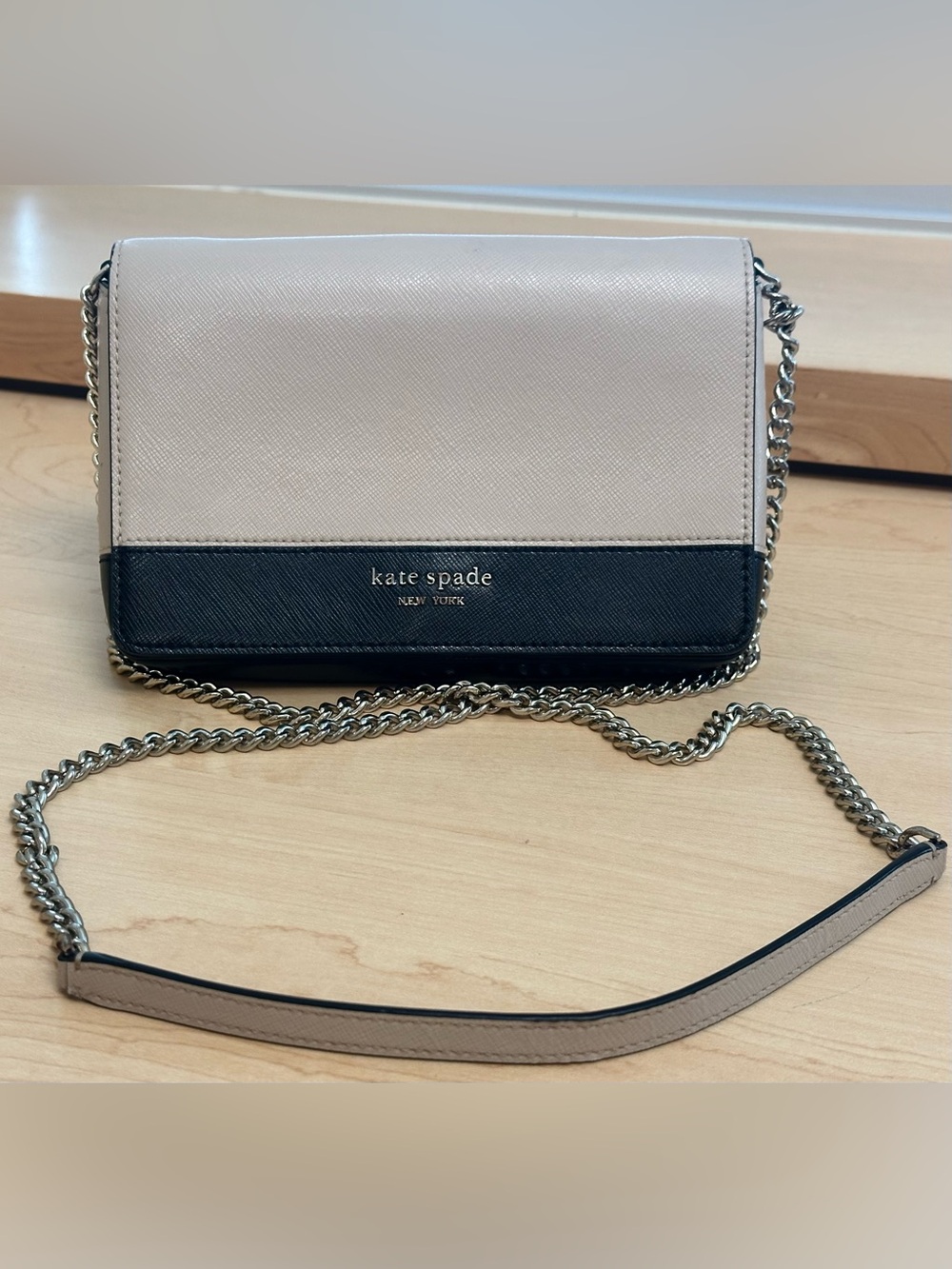 kate spade Two-Tone Black and Beige Chain Crossbody